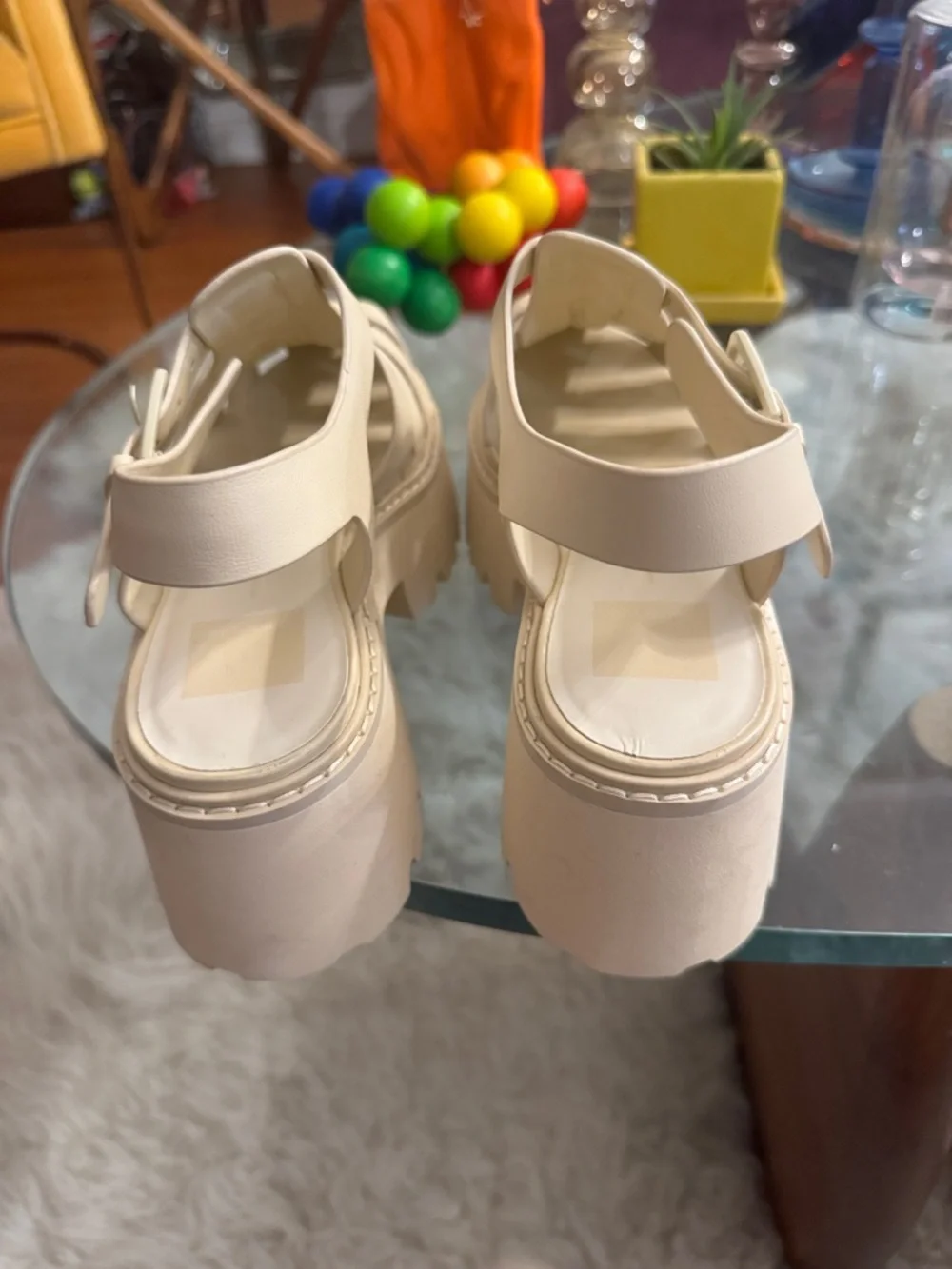NWOT Dolce Vita Lasly Tonal Fisherman Leather Platform Lug Sole Sandal Oatmeal 8
